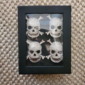Isaac Mizrahi Skull Rhinestone Napkin Rings Set of Four